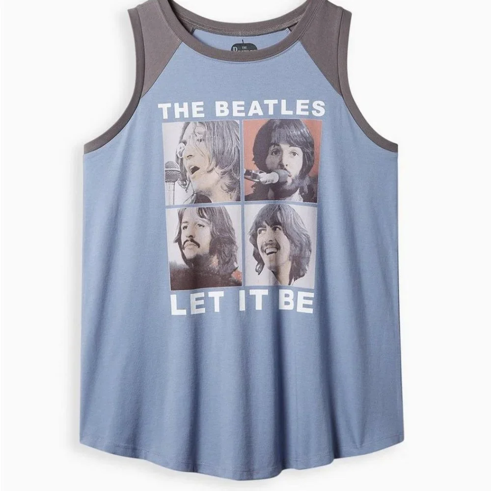 Torrid Tank Top 3X The Beatles Let it Be Raglan Classic Fit Crew Plus Size NWT